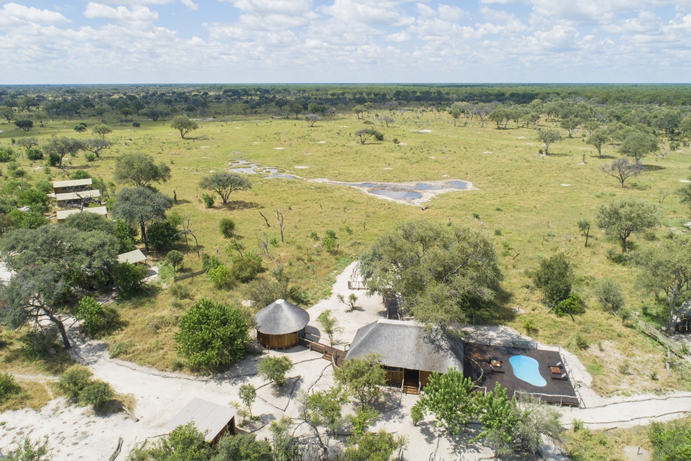 All rooms and the main area of Mogogelo camp look at the permanent waterhole