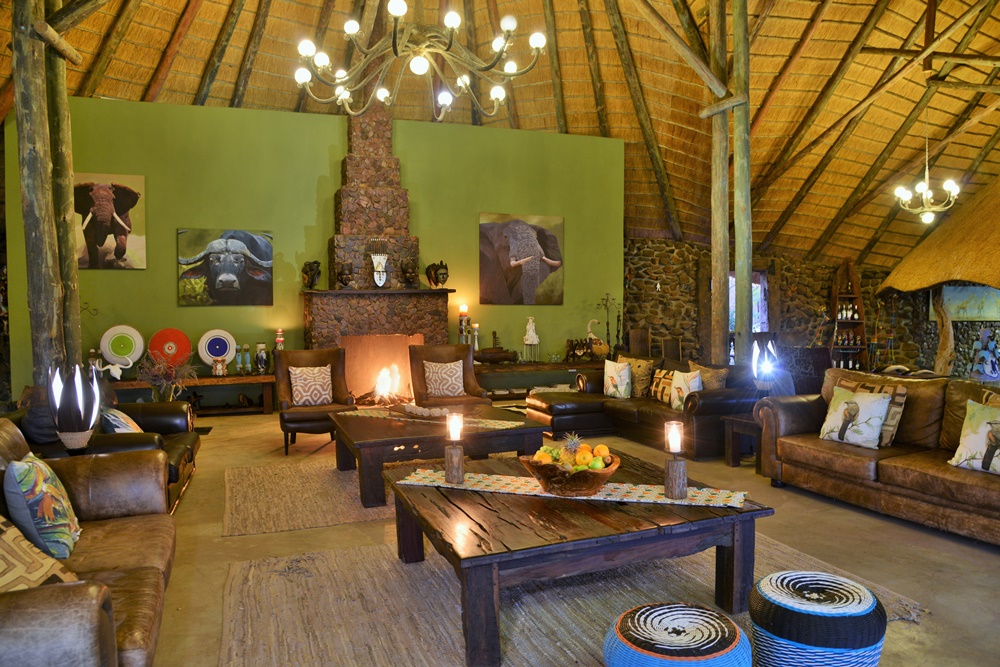 Relax in the lounge at Wildtrack Safari Eco lodge full of carefully curated local art