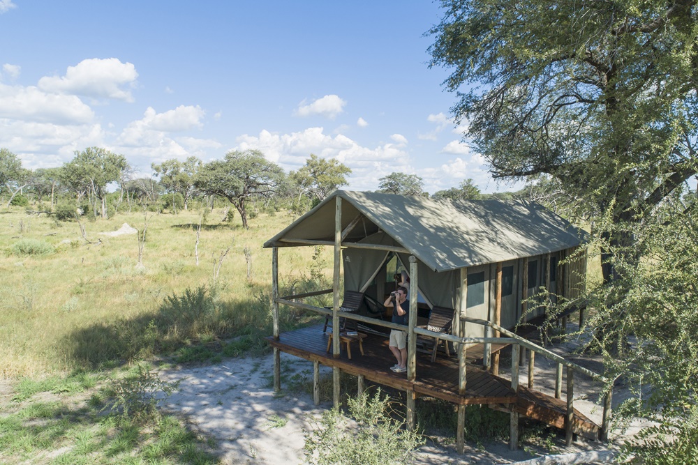 Retreat in the shade in your private tent at Mogogelo camp