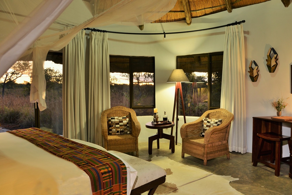 one of the thatched chalets at Wildtrack Safari Eco lodge